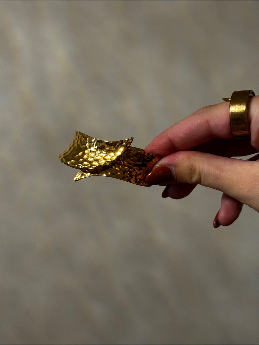 Gold Hammered Metal Bracelet